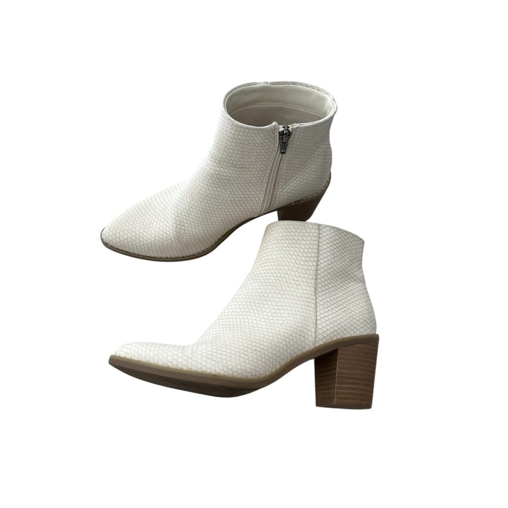 Universal Thread Faux Snake Skin Ankle Boots Ivory